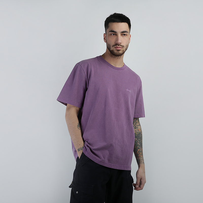 мужская сиреневая футболка Stussy Stock S/SL Crew 1140137-purple - цена, описание, фото 1